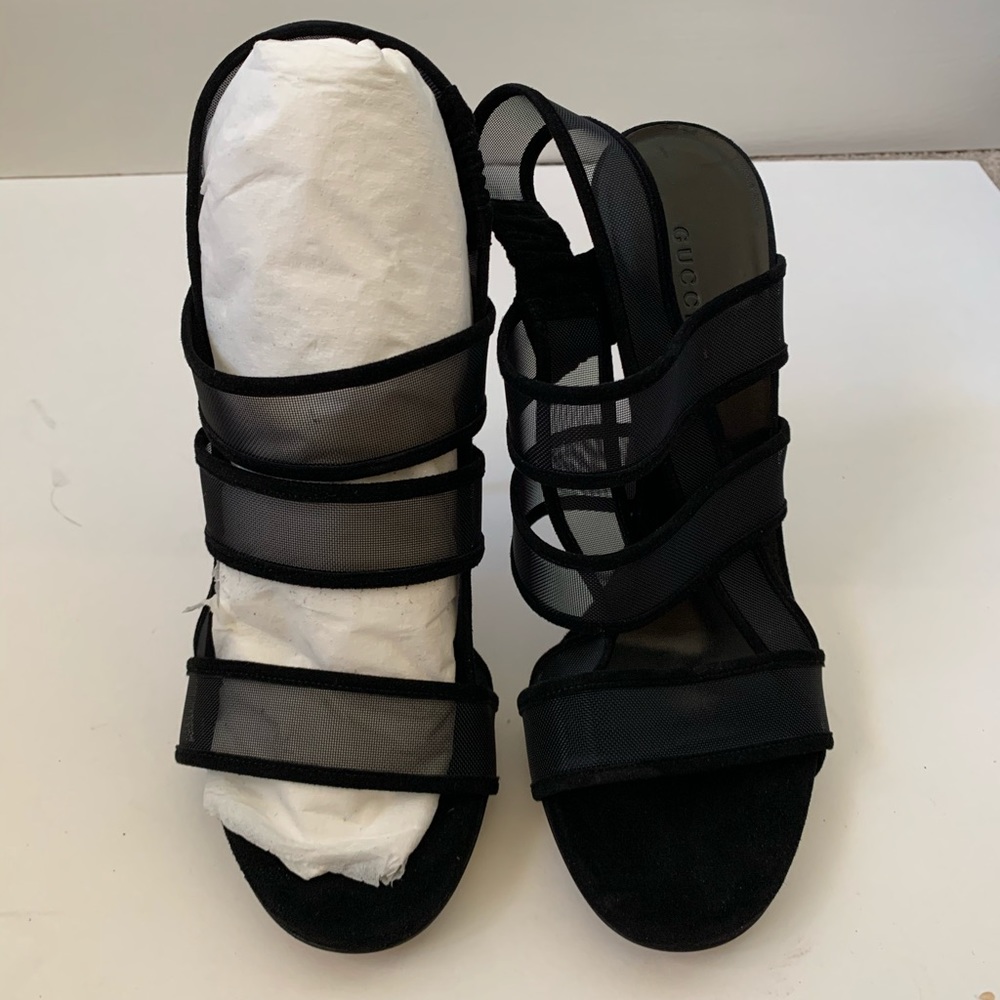 NEW Gucci black mesh heels